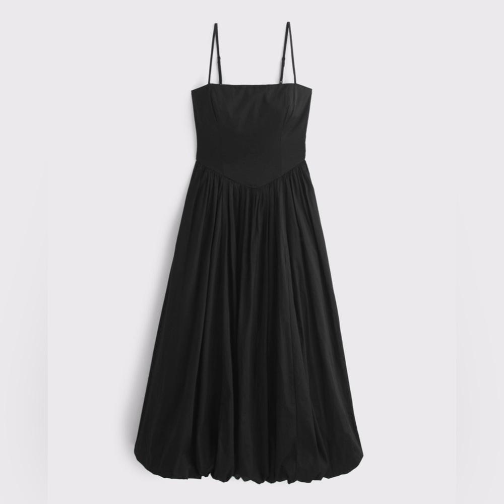 Abercrombie & Fitch Black Dipped Waist Hem Midi Dress